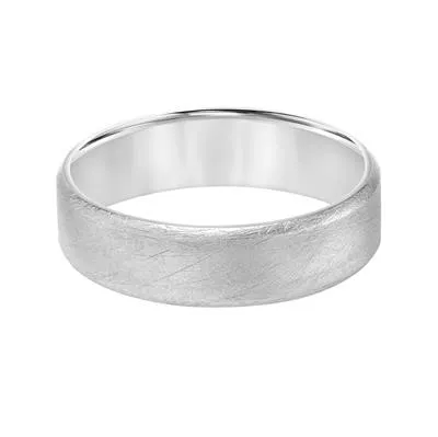 14k White Gold Crystaline Soft Sand Finish Band, Size 10.0