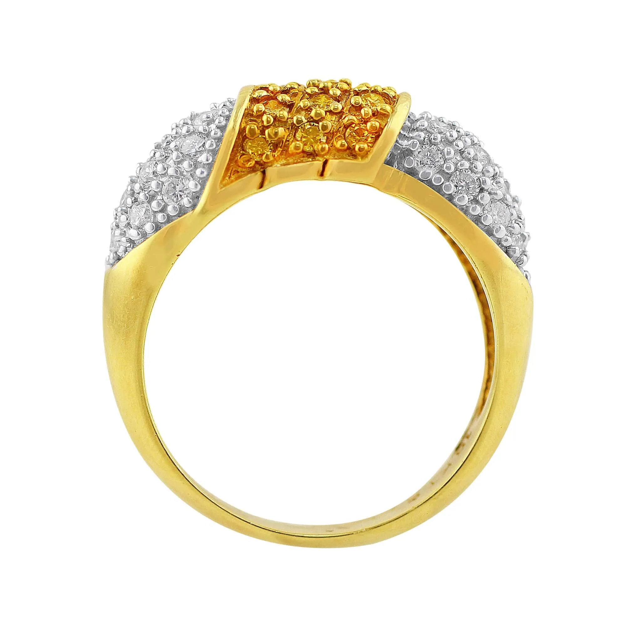 18k White Yellow Gold Pavé Yellow and White Diamond Ring