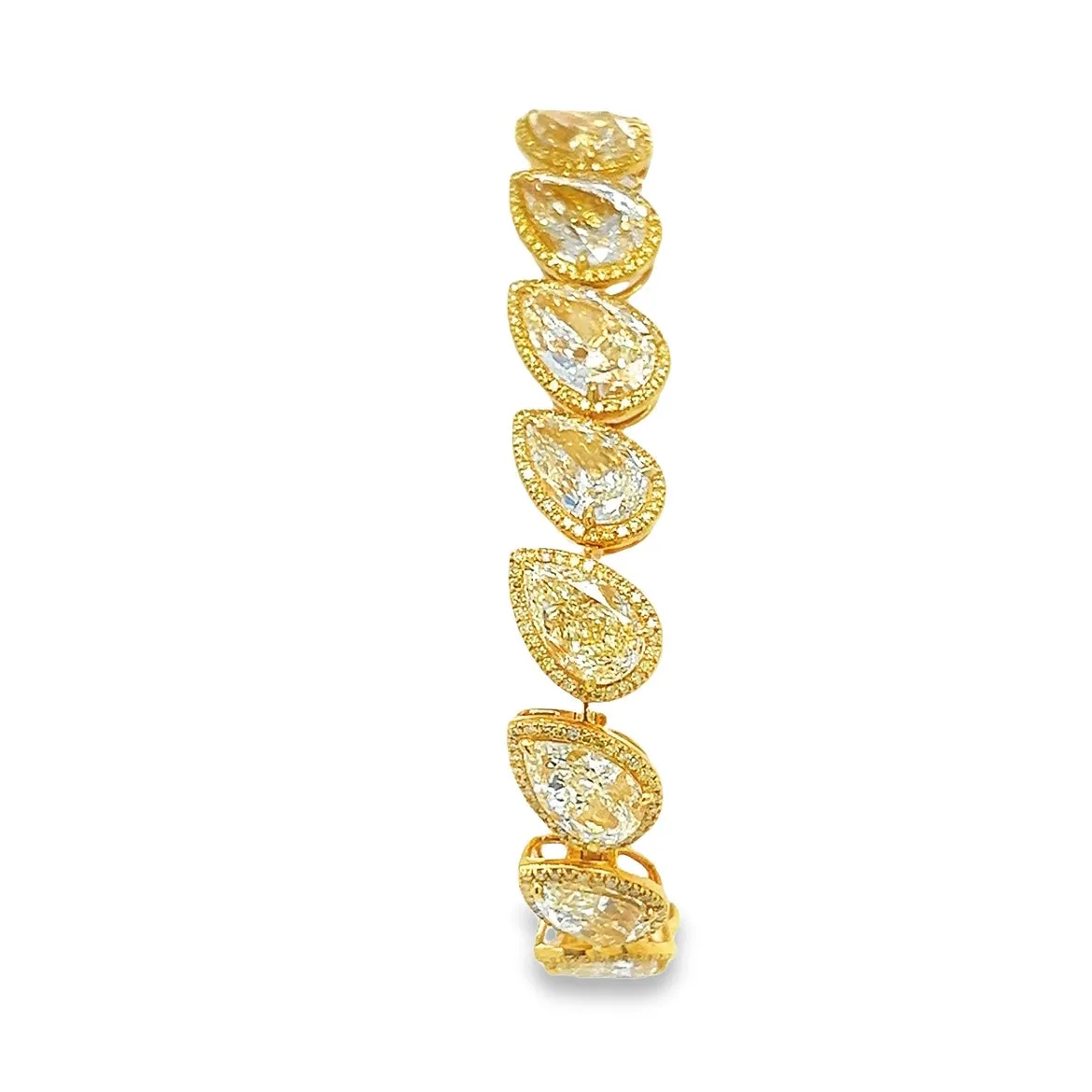 34CT Fancy Yellow Pear Cut Diamond Bracelet