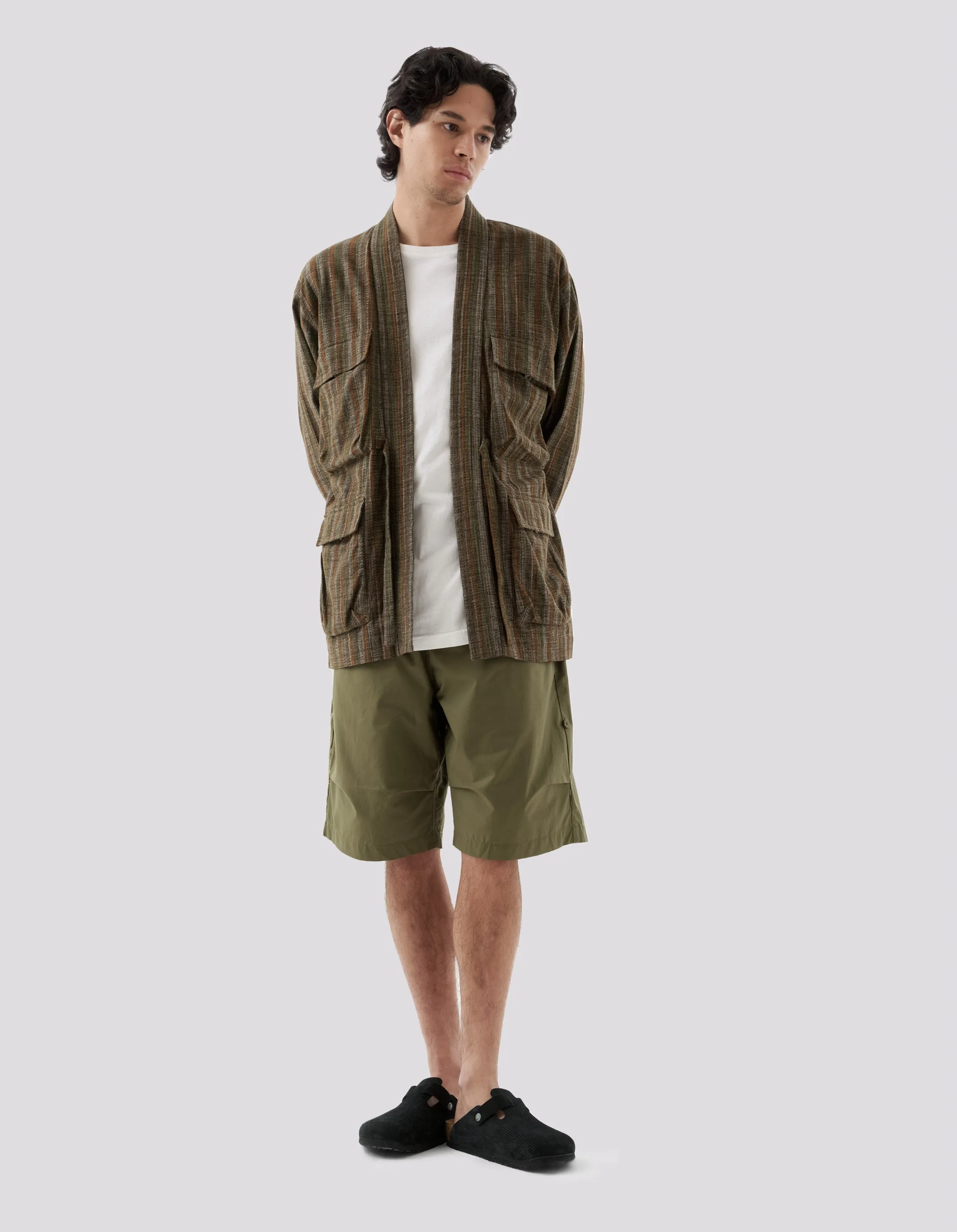 5118 Wagara Stripe Summer Kimono Olive