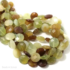 Antique New Jade Coin Faceted 14mm (15.5 Inch Strand)