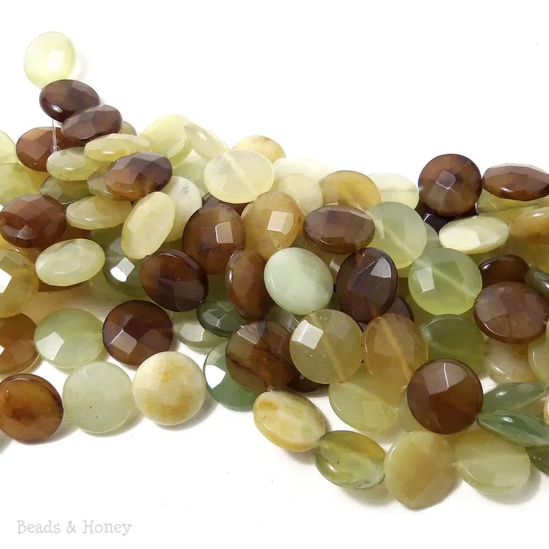 Antique New Jade Coin Faceted 14mm (15.5 Inch Strand)