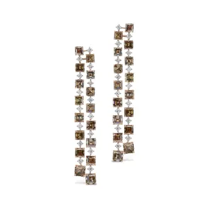 Brown Asscher Cut Diamonds Earrings