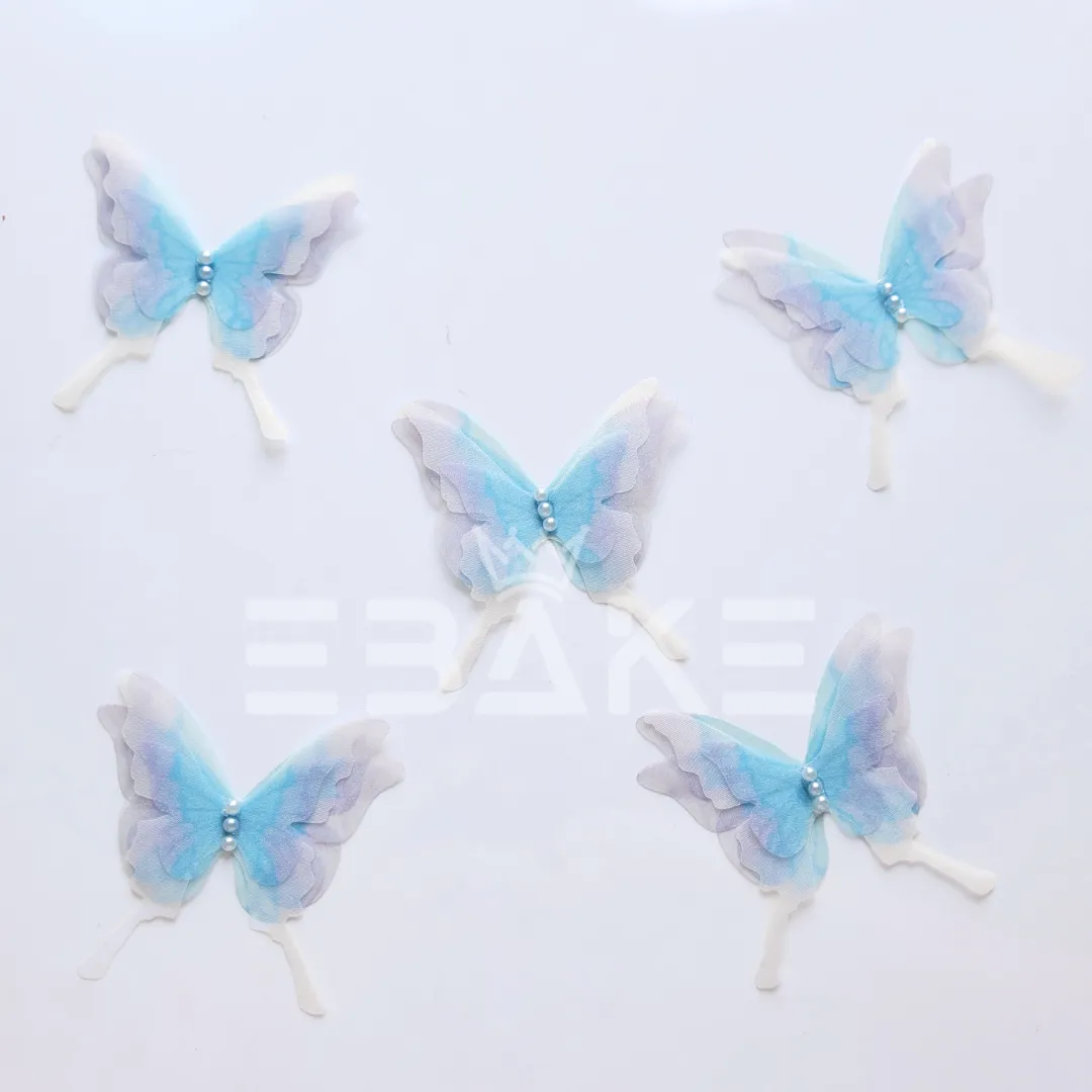 Four Layer Fabric Butterflies - Blue (Set of 5 Pieces)