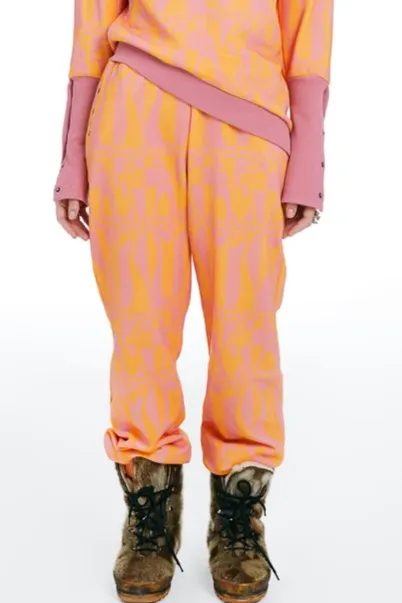 Hooded Sweatshirt With Allover Pattern and Joggers