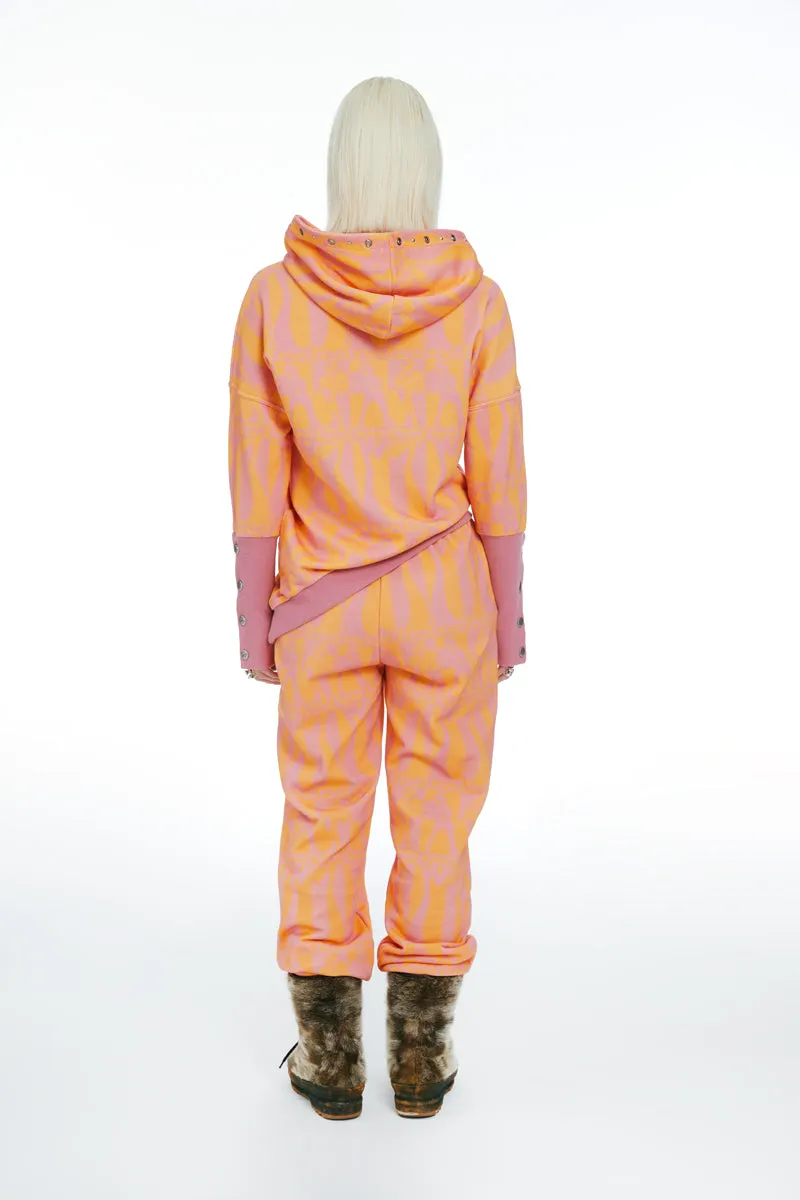Hooded Sweatshirt With Allover Pattern and Joggers