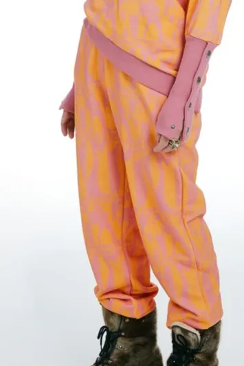 Hooded Sweatshirt With Allover Pattern and Joggers