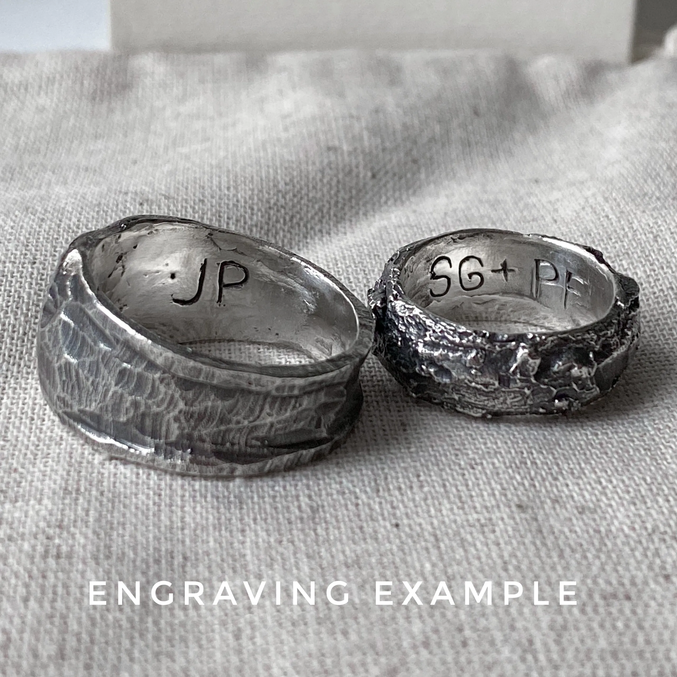 Liquid ring- a wide band of silver resembles liquid metal