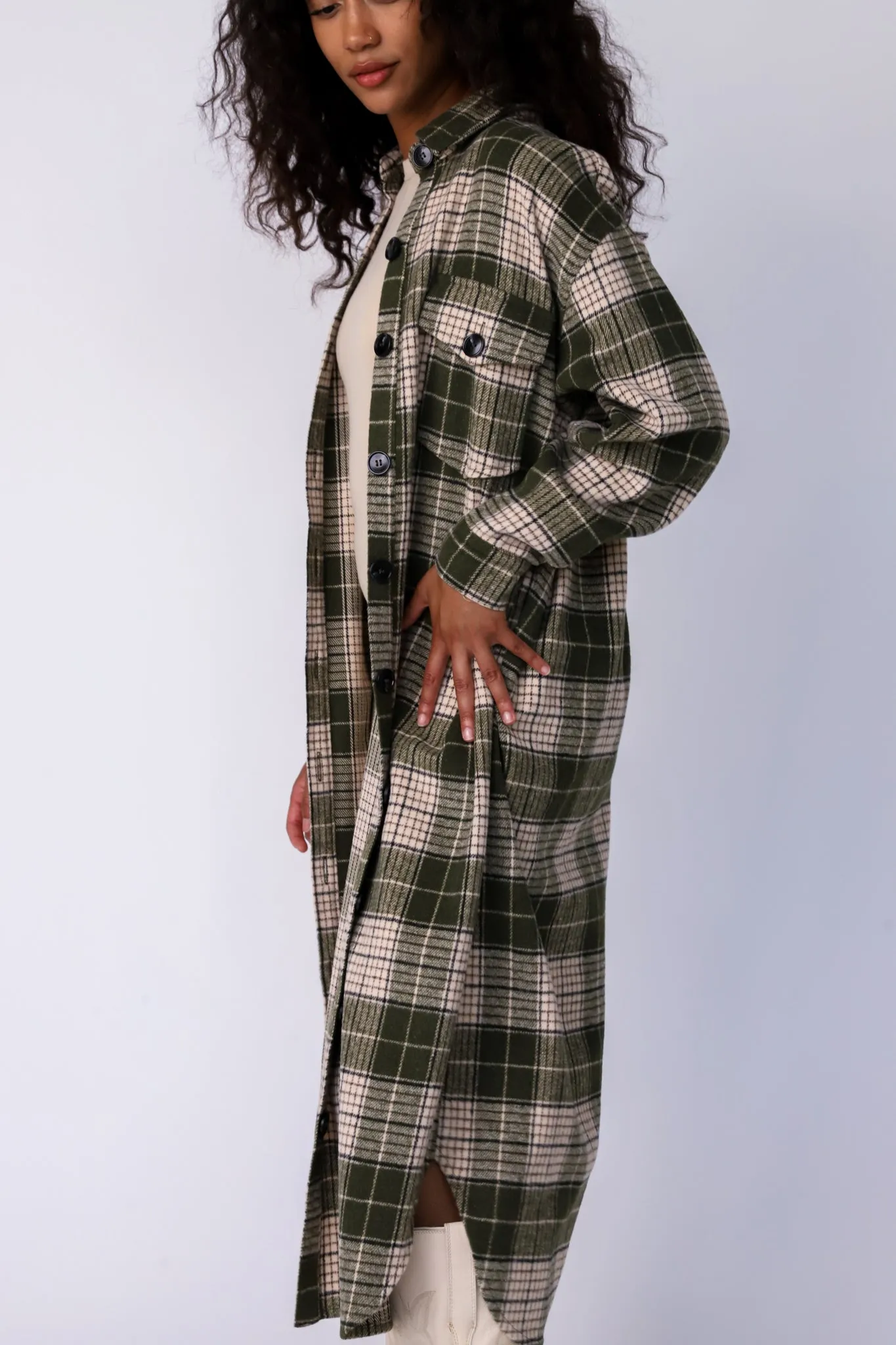 Mountains Are Calling Flannel Jacket Green