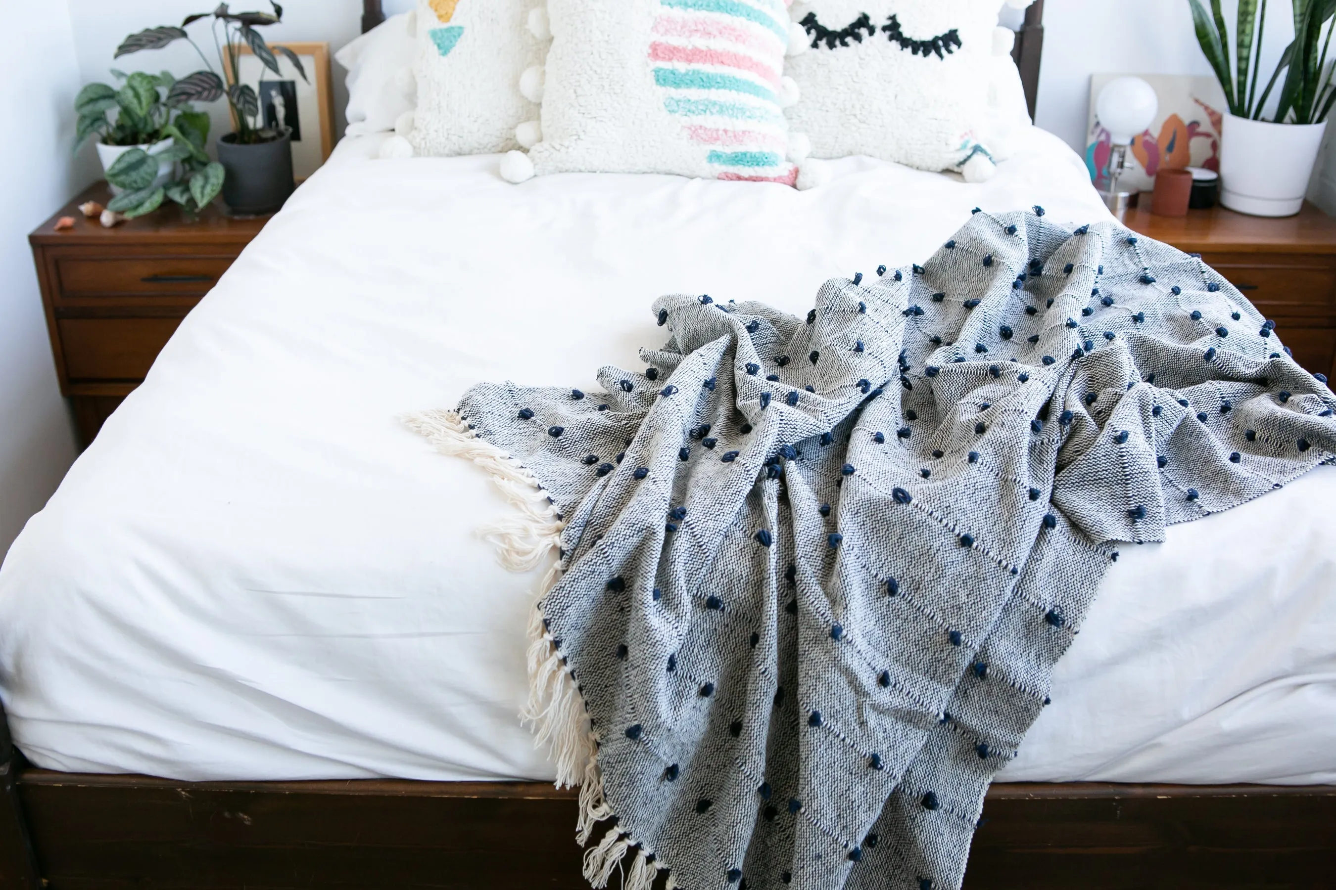Nudos Navy Blue Throw Handwoven Blanket
