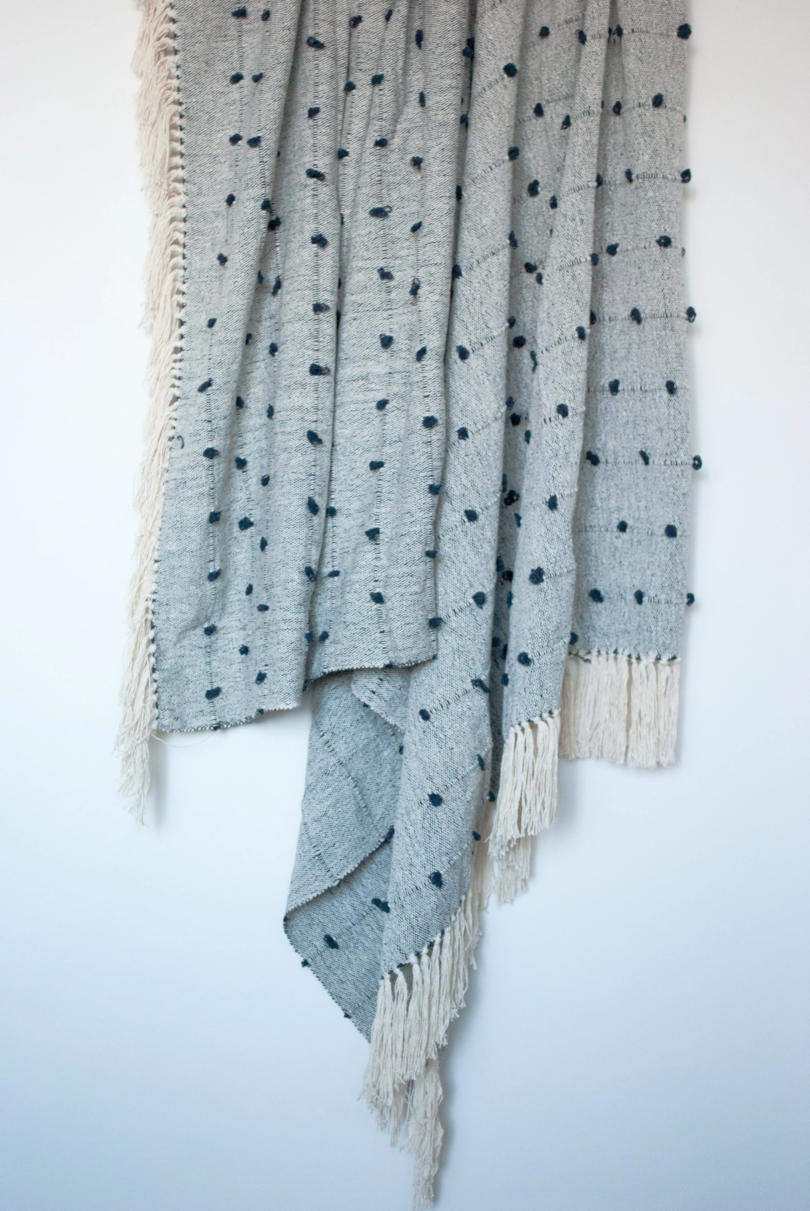 Nudos Navy Blue Throw Handwoven Blanket