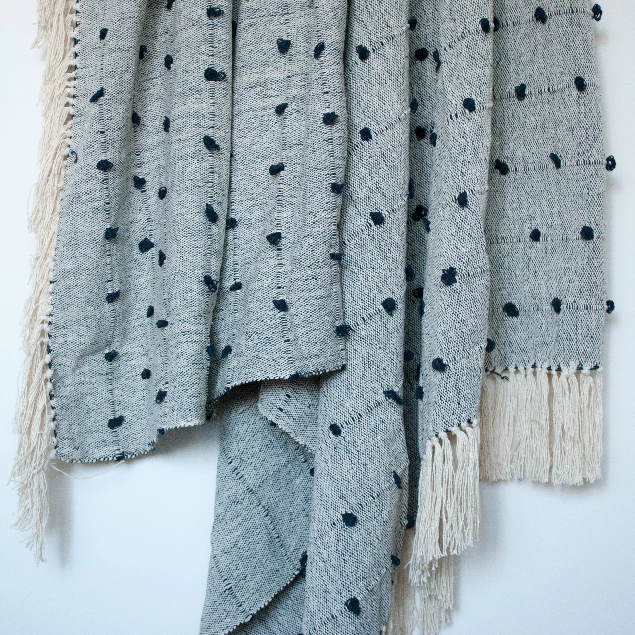 Nudos Navy Blue Throw Handwoven Blanket