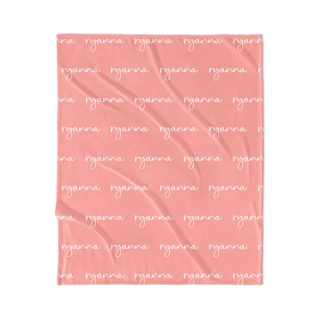 PERSONALIZED NAME BLANKET - SCRIPT FONT - TROPICAL CORAL REEF