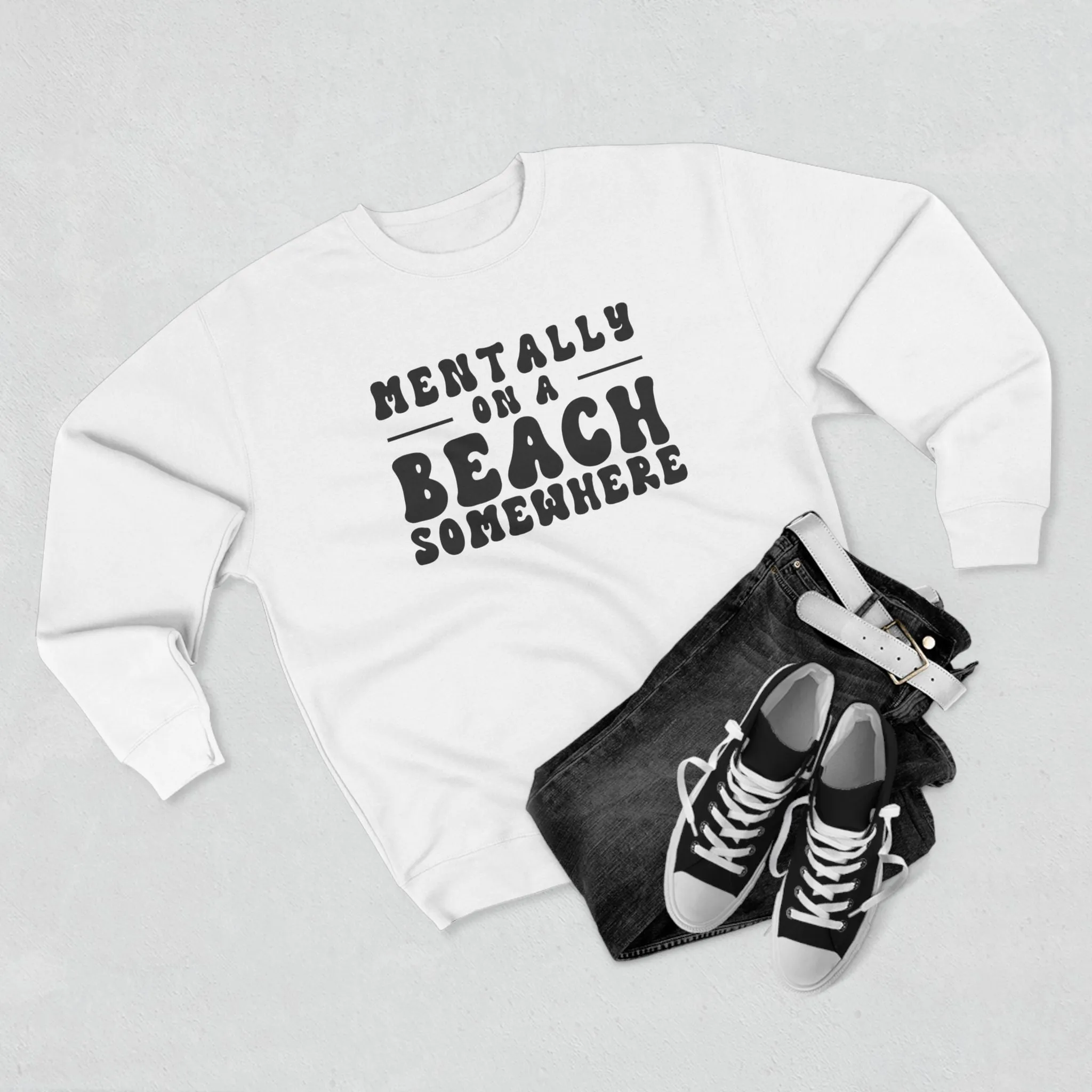 Relaxed Beach Vibes Unisex Crewneck Sweatshirt - "Mentally on a Beach Somewhere"