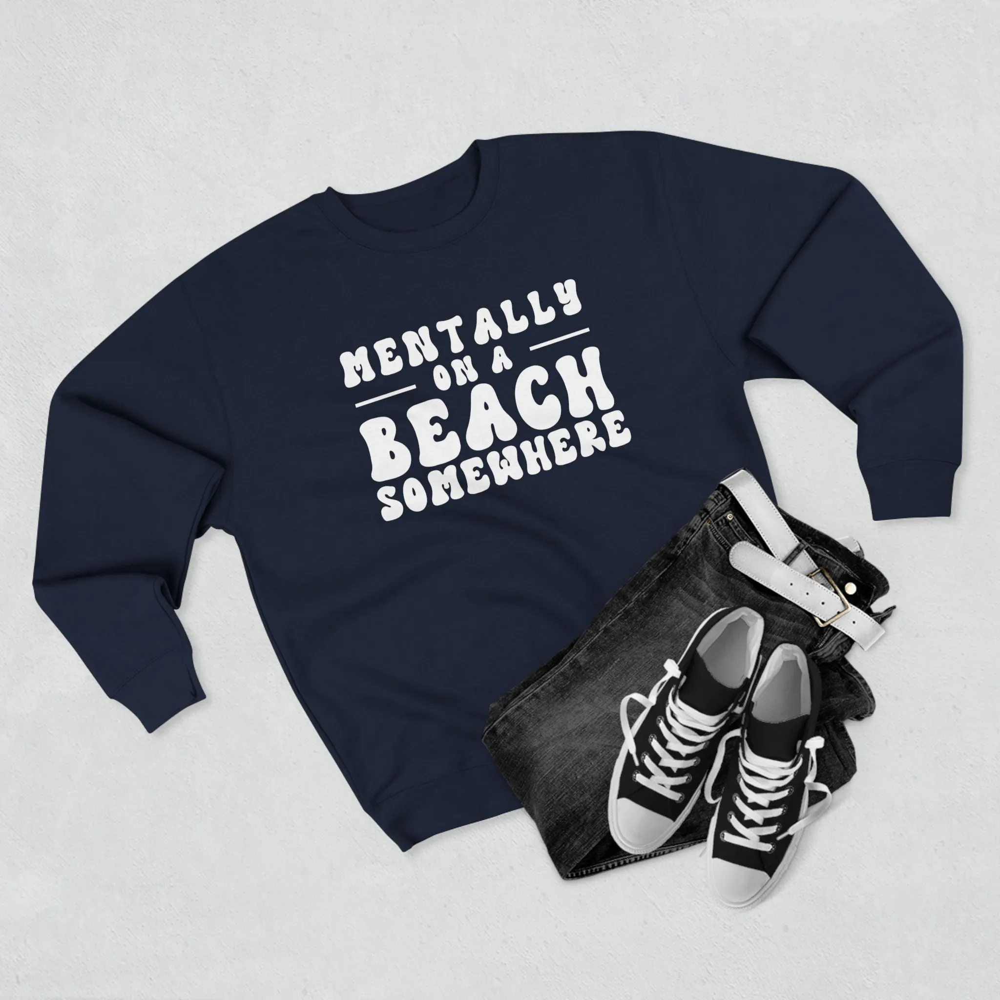 Relaxed Beach Vibes Unisex Crewneck Sweatshirt - "Mentally on a Beach Somewhere"