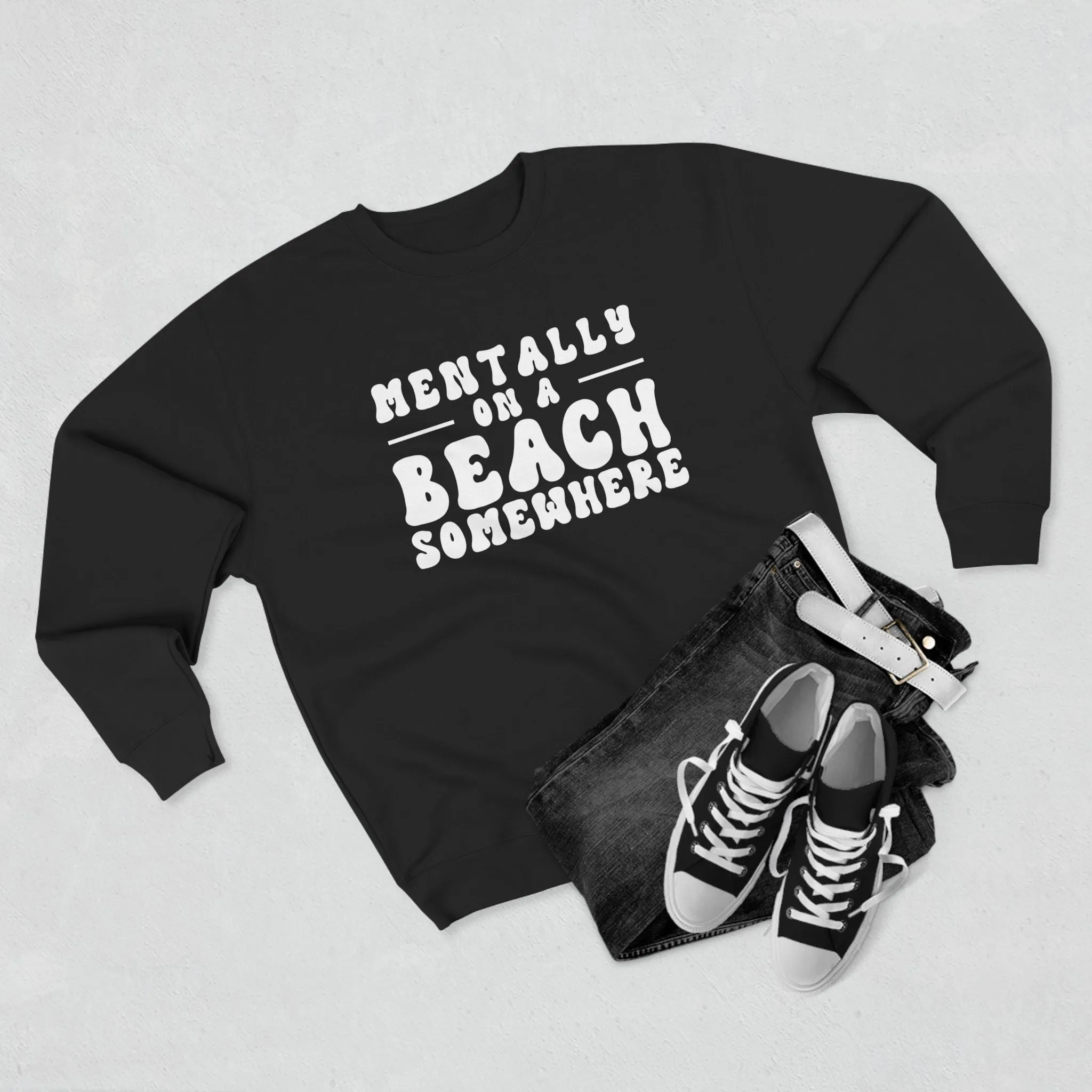 Relaxed Beach Vibes Unisex Crewneck Sweatshirt - "Mentally on a Beach Somewhere"
