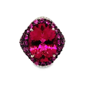 Rubellite, Purple Sapphire, and Diamond Ring