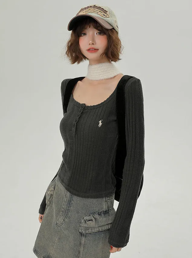 T Style Long U-Neck Korean
